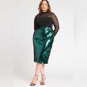 NWT Eloquii turquoise sequin pencil skirt
